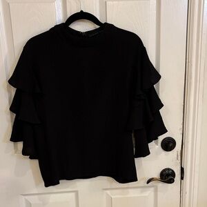 Endless Rose Black Layered Ruffle Blouse